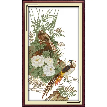 

Joy Sunday cross-stitch kits Needlework, Set Embroidery Kit, Precise Print golden pheasant Pattern Sufficient Line Cross Stitch