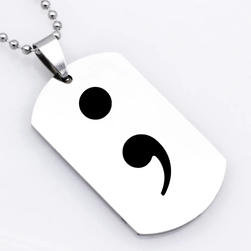 Semicolon Charm Necklace Keychain Prevent Suicide Awareness Women Stainless Steel Jewelry Dropship Accepted YP3926 | Украшения и