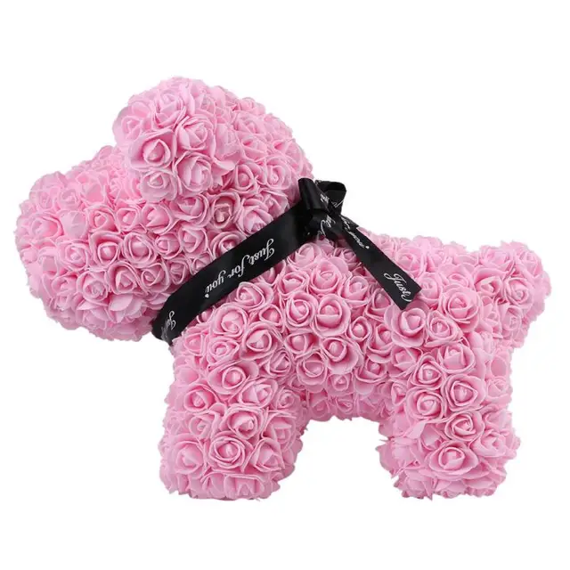 Artificial Flowers Rose Dog Creative DIY Anniversary Gift for