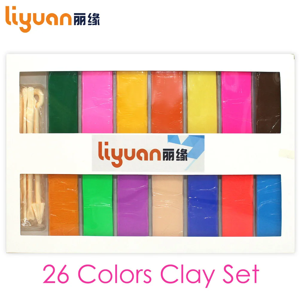 

26 Colors Polymer Clay DIY Soft Modelling Clay Set with 5 pcs Tools for Child Nontoxic Slime Toys Malleable