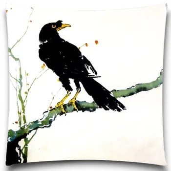 

Black crow on a branch 2D print creative Pillow case Square cotton polyester cushion cover 5 size 9 style