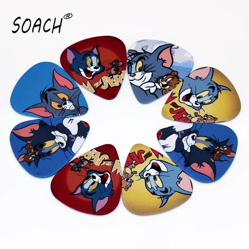 SOACH 10pcs 0.46mm guitar paddle PVC double-sided printing mixed pattern plucked ukulele acoutsic guitarra accessories