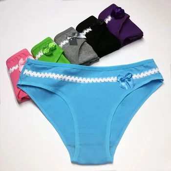 

Cotton brief women panties low waist sexy small bow underwear solid woman lady girl cute lingerie free shipping M L XL 5cs/lot