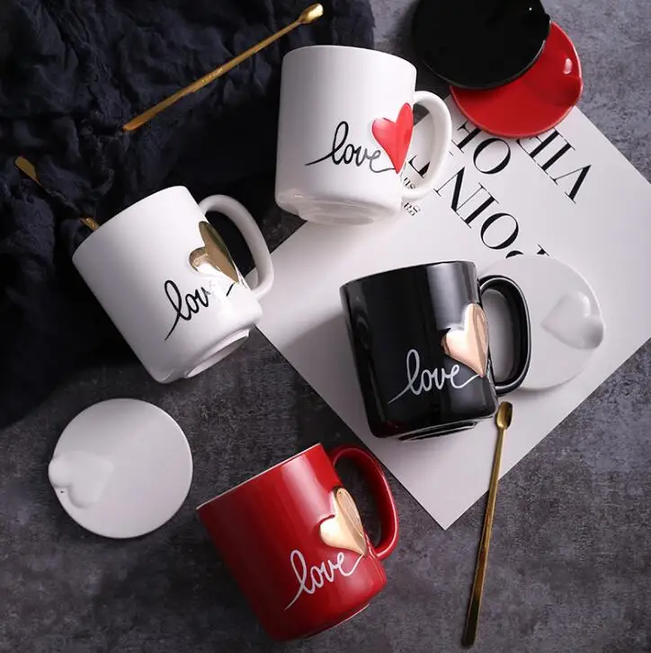 Creative Heart Shape Ceramics Mug 
