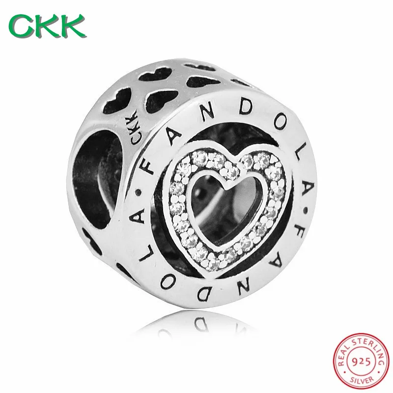 925 пробы серебро Классический бренд бисер с логотипом с четкими CZ DIY Fit Пандора Подвески для женщин ювелирных изделий низкая цена CK001