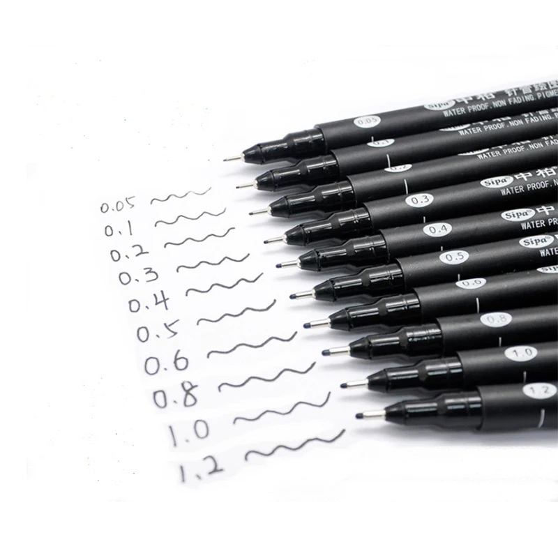 

10 PCS Set Black Fine Liner Pen for Engineering Graphics Design, Animation, Hand Paint, Signature Writing