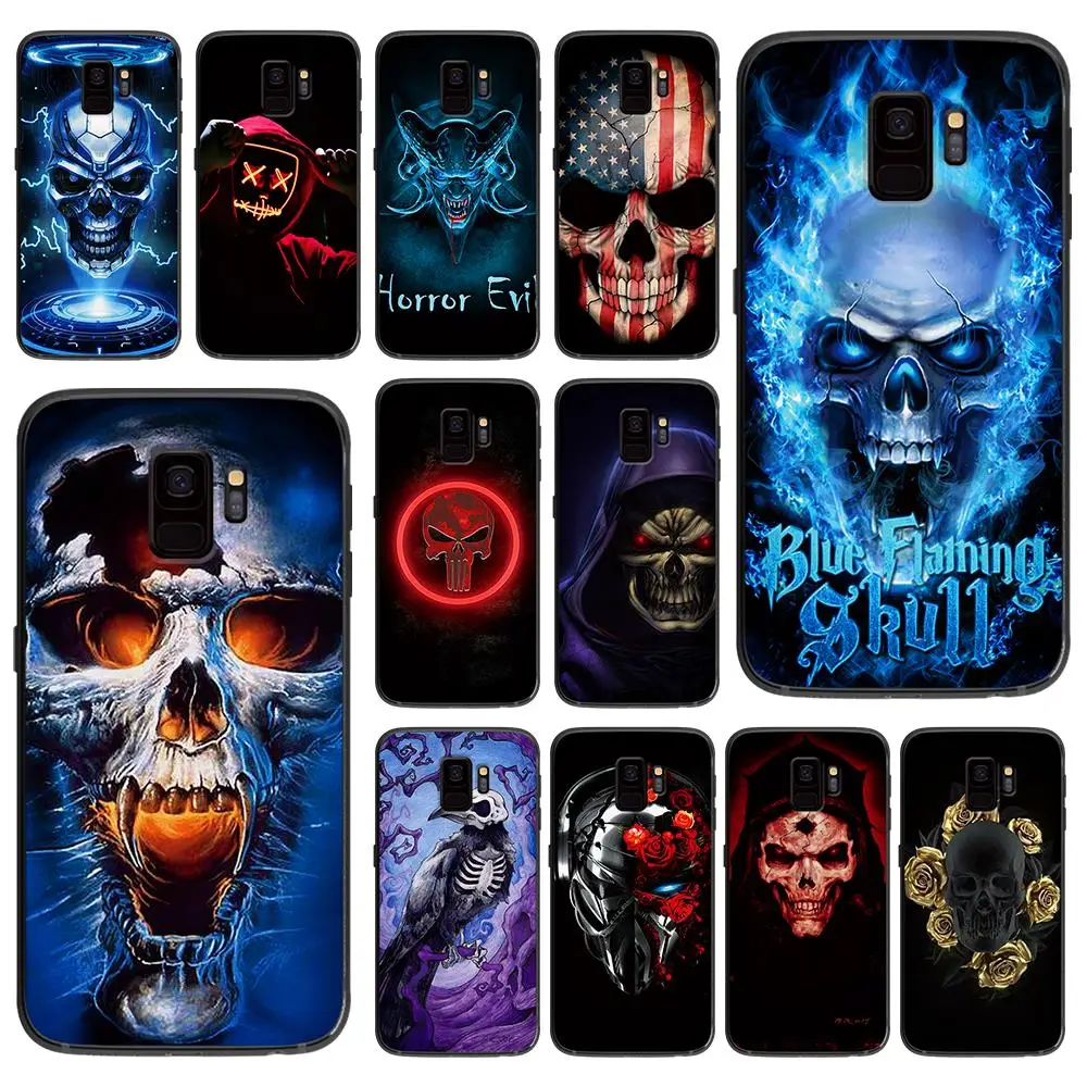 satanic scary skull soft phone cover case for Samsung Galaxy S6 S7 S8 S9 S10e Plus Note 8 9 Black silicone Cases | Мобильные