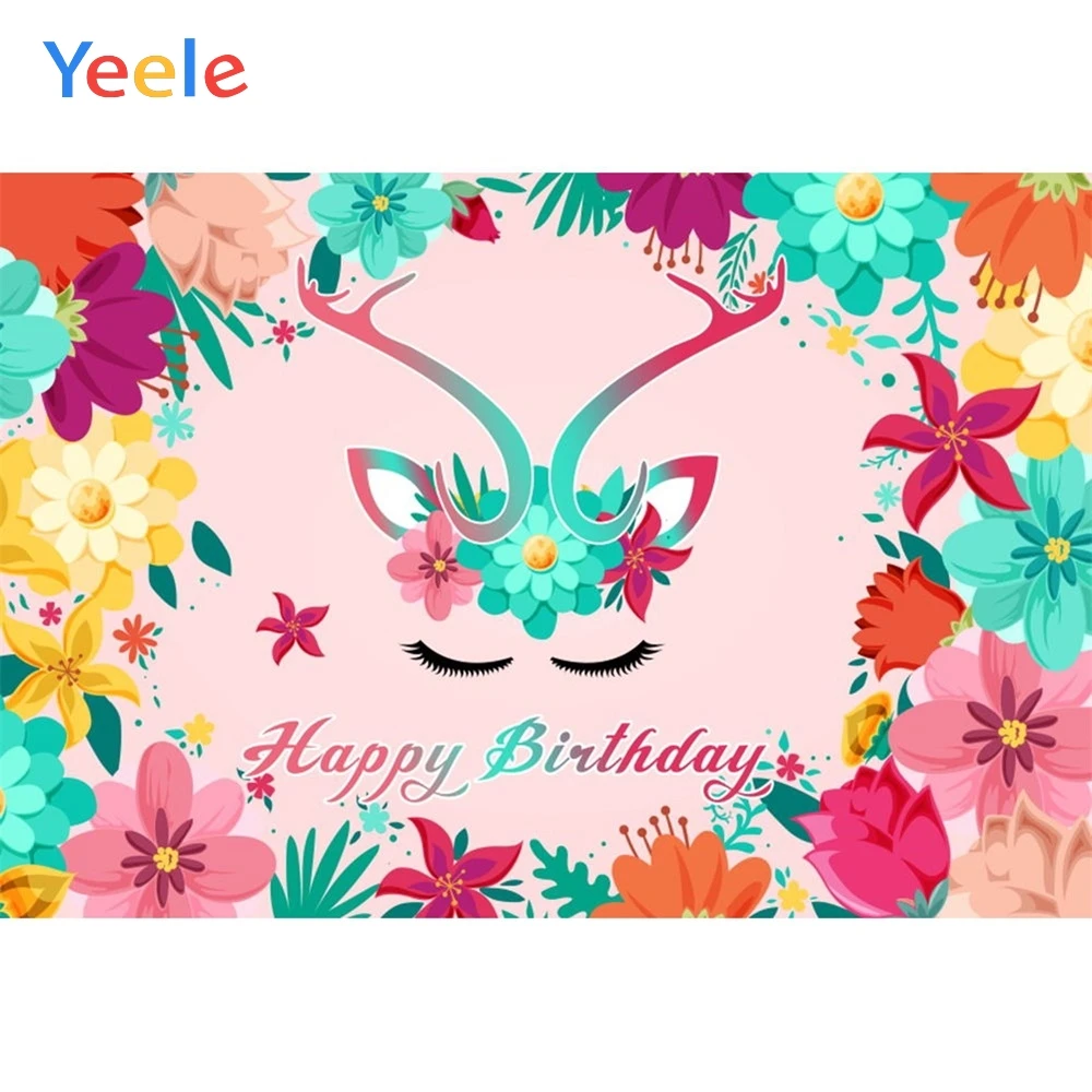 

Yeele Deer Flowers Birthday Holy Communion Party Personalized Photographic Backdrops Photography Backgrounds For Photo Studio