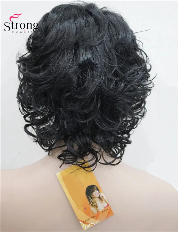 StrongBeauty женские короткие кудрявые термостойкие синтетические каштановые волосы парики выбор цвета - Цвет: 2 Natural Black