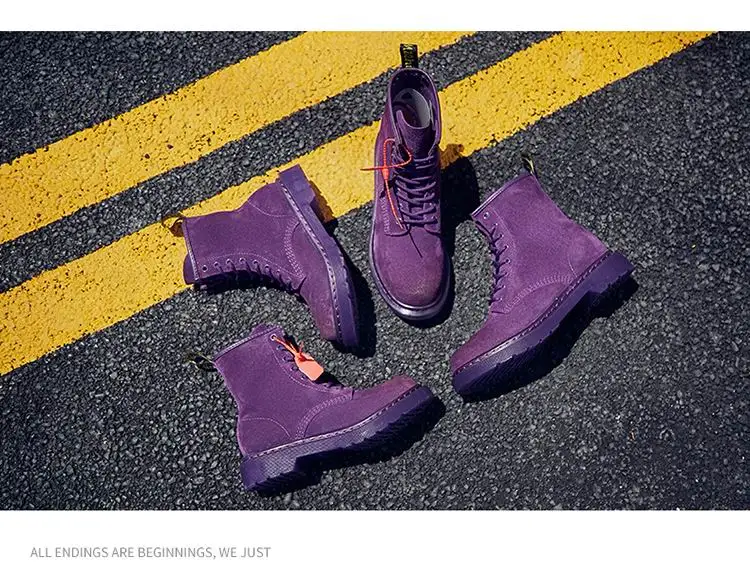 ERRFC/Новое поступление; женские мотоциклетные ботинки; безопасные женские ботильоны фиолетового цвета для работы; черные трендовые ботинки для отдыха; Размеры 35-40
