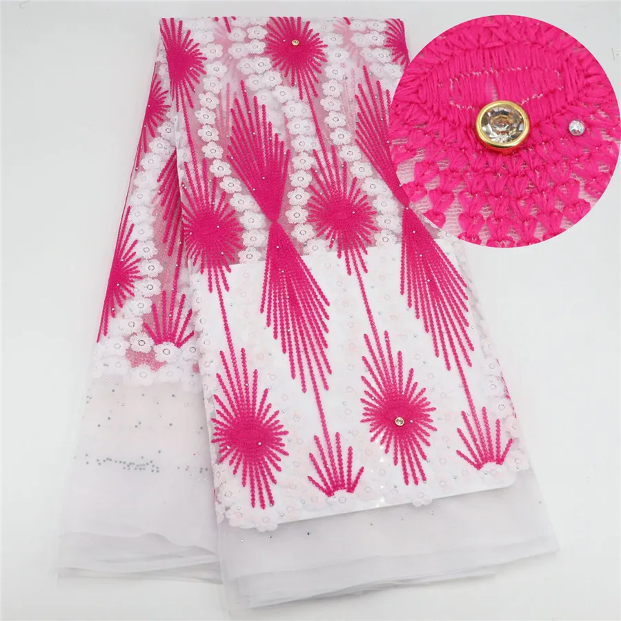 

Pink Color French Nigerian Lace Fabric High Quality Tulle African Lace Fabric Wedding African French Tulle Lace Fabric 5 Yards