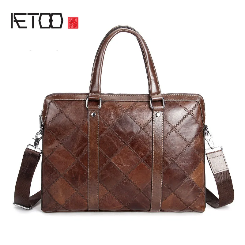 

AETOO Men's first layer of leather hand-held cross-business briefcase fashion shoulder Messenger bag trend men bag