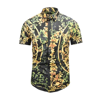 

2019 New Style Fashion Men Shirts Short Sleeve 3d Print Floral Pattern Casual Slim Fit High Quality Chemise Homme Hawaiian Shirt