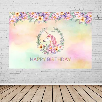 

Custom Vinyl Photography Background Happy Birthday Unicorn Dream Children Fotografia Backgrounds for Photo Studio G-137