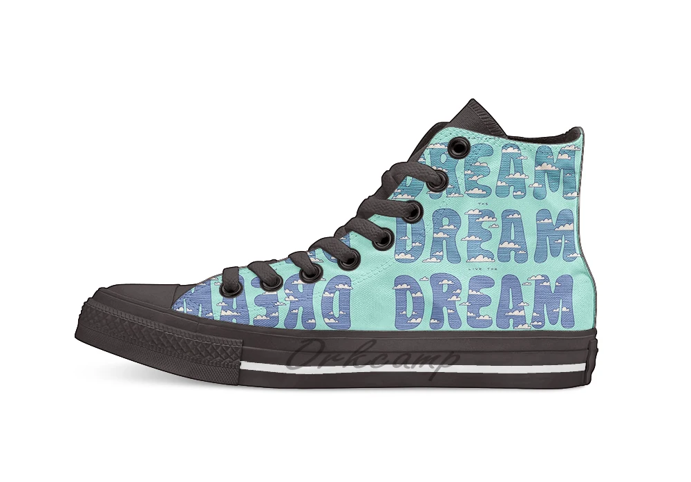 

Dream Dream Dream Unisex High Top Canvas flat Casual Custom shoes Drop Shipping