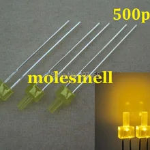 500 шт. 2 мм плоской верхней рассеянный желтый матовый LED 2 мм плоской головкой желтый светодиод 2 мм Большой/ широкоугольный светодиоды 2 мм желтые линзы светодиодные лампы