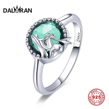 

DALARAN Fashion Mermaid 100% 925 Sterling Silver Romantic Story Legend Green Zircon Finger Ring Fine Jewelry Gift For Women