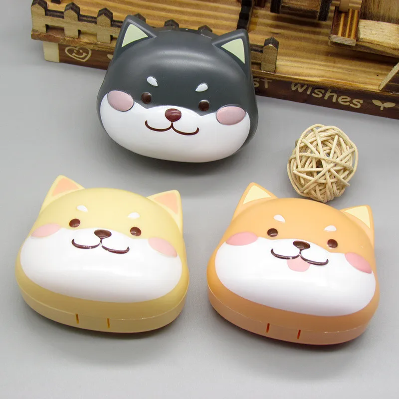 

2019 New Cute Cartoon contact lens case with Mirror blcak yellow Cat shape Contact Lens Box Container Gift For Girls and Boys