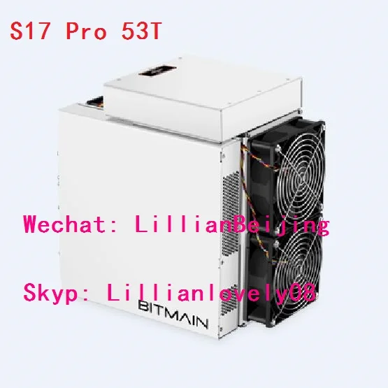 

Used AntMiner S17 Pro 53T Asic Miner Sha256 BCH BTC Bitcoin Mining machine bitmain s17Pro 56T with original PSU power supply