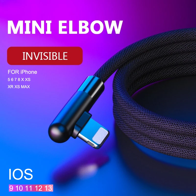 

Original 2.4A Fast USB Charging Cable For iphone X XR Data Line L Bending Gameing Charger USB Charging Cable For iPhone 5 6 7 8