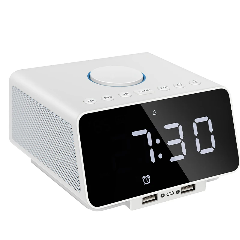 

New K9 Bluetooth Alarm Clock Speaker with Dual USB Interface Charging Audio Music Clock Display Radio