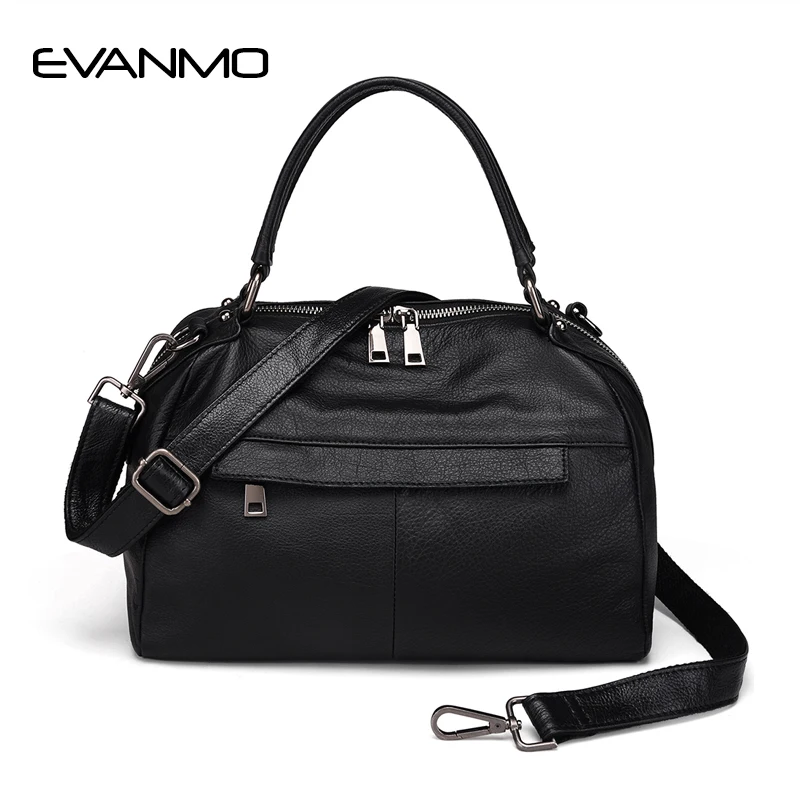 

100% Natural Genuine Leather Women's Handbag Female First Layer Of Cowhide Daily Bags CrossBody Boston Casual Bag E