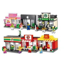 Mini Street Building Blocks Kit Mobile Phone Shop Dessert Store Construction Bricks Comptible with Legoe