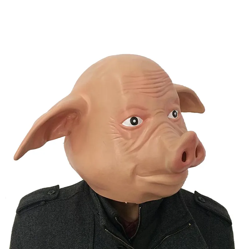 Funny Latex Pig Head Full Face Mask Scary Halloween Masquerade Party