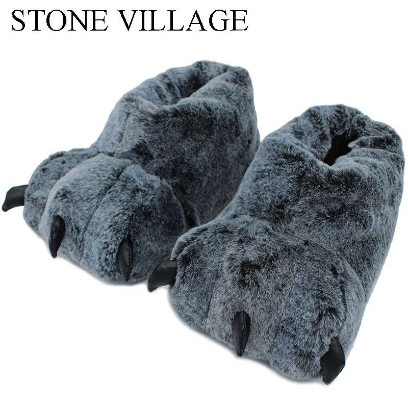 Zapatillas De Alta Calidad En Forma De Patas De Animal Zapatillas De Invierno De Las Mujeres Monstruo De Peluche Zapatilla De Casa Hombres De Zapatos Para Suelo De Interior Paw Slippers Slippers Softfunny Animal