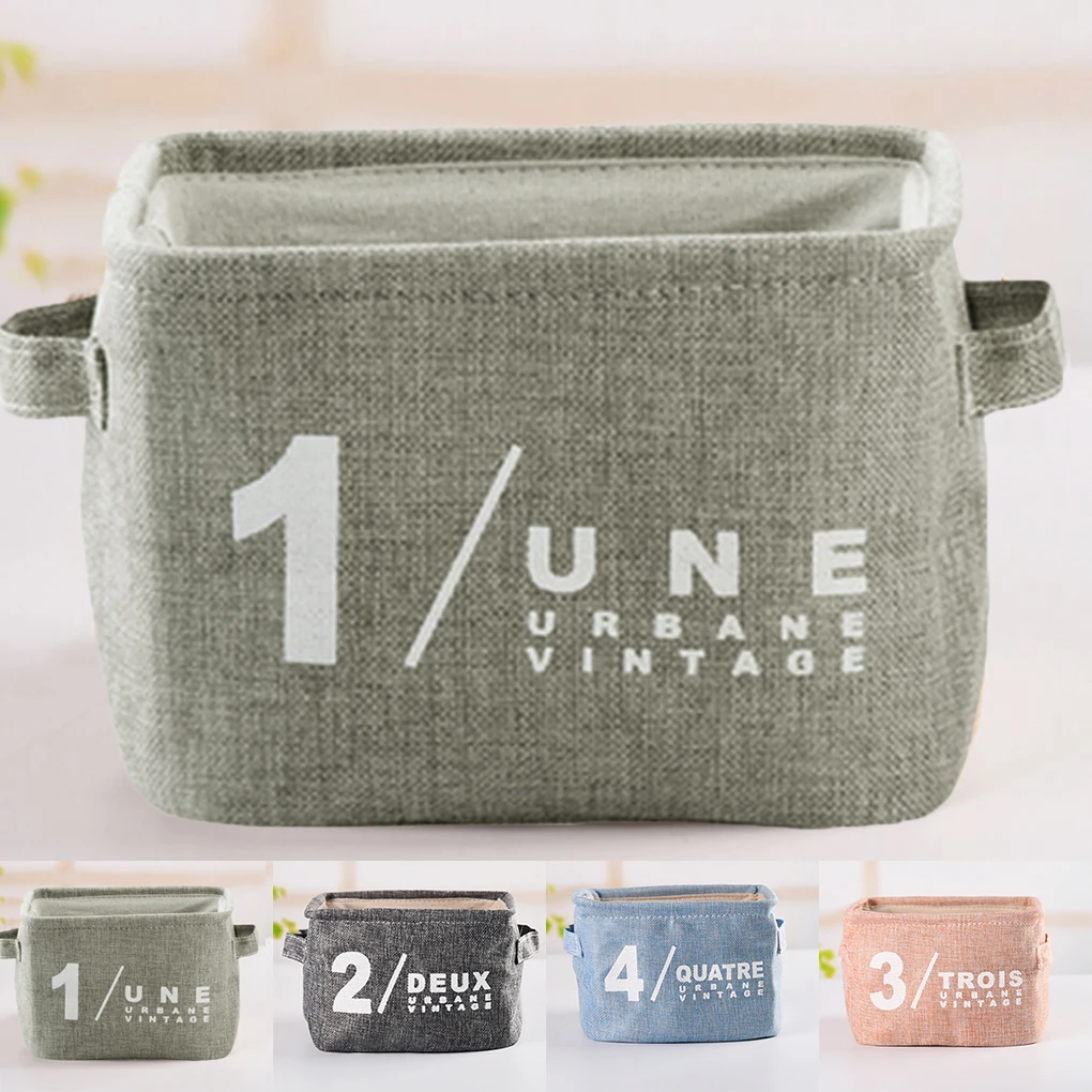 

2019 Newest 4 Colors Folding Storage Bags Linen Kitchen Organization Storage Baskets Bathroom Desktop Storage Box Small Basket