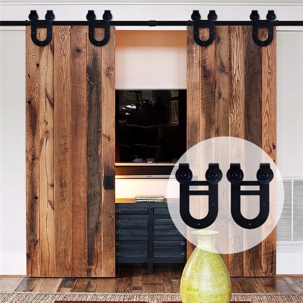 LWZH 10ft 11ft 12ft Sliding Barn Wood Door Hardware Set font b Closet b font Sliding