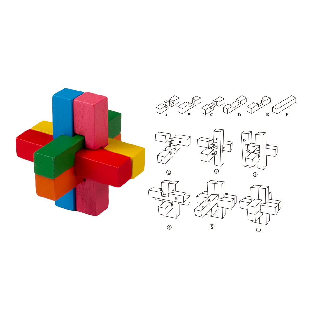 10pcs/set Wooden Educational Toys 3D Puzzle Brain Teaser Games Assembly IQ Puzzle Toy For Kids and Adult
