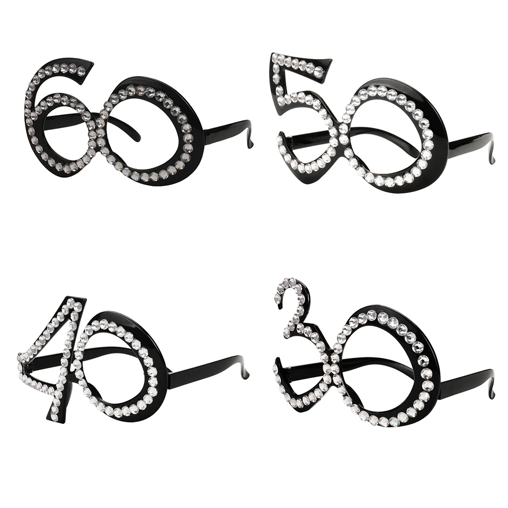 1 Piece New Funny Glasses 30th 40th 50th 60th  Happy Birthday Photo Booth Props Birthday Party Decoration Costumes Accessory 