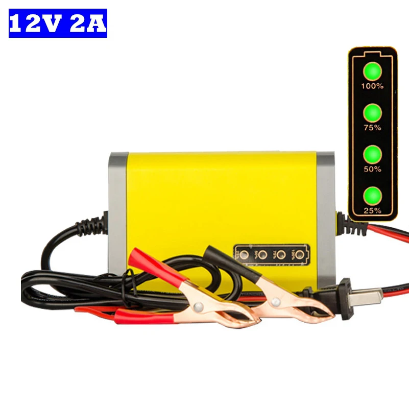 

New 12V 2A Motorcycle Charger Storage AGM Gel Lead Acid Battery Adapter Power Charge Fast Automatic Motorcycle Car Charger 12V