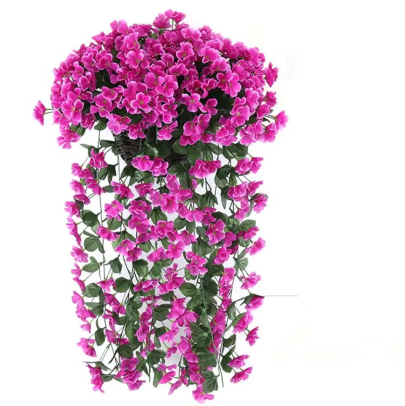 10Pcs Violet flower vine Wall Hanging Flower Vines Wall Vase Artificial Flowers Little Lily