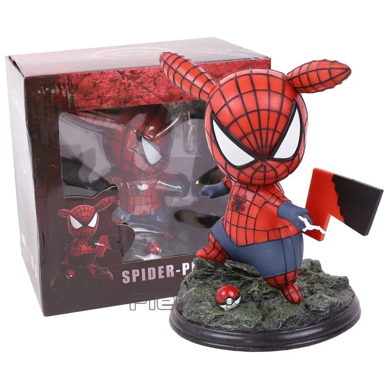 

Pikachu Cosplay Spiderman PVC Figure Collectible Model Toy 2 Colors 15cm