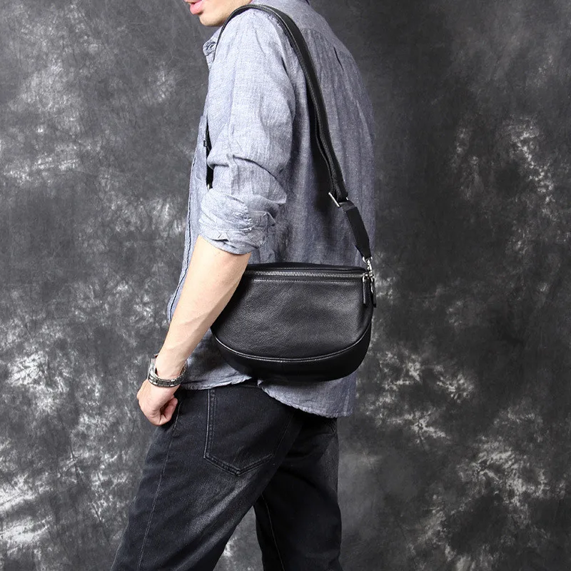 PNDME модная мужская черная нагрудная сумка из натуральной кожи, повседневная простая оригинальная ручная работа, роскошные сумки-мессенджеры из воловьей кожи