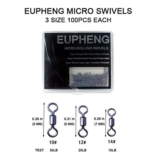 Eupheng 150pcs/pack Micro Swivels Fly Fishing Carp Fishing Easy Tippet