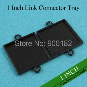 

25mm Black Square Link Connector Tray, 1 Inch Link Settings, Dual Loop Trays For Glass and Interchangeable Bracelets