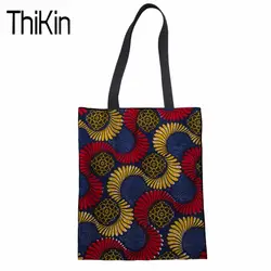 THIKIN Для женщин сумка-шоппер Сумки Экологичные сумки Портативный холст сумки шоппер в африканском стиле 3d печати сумки многоразовые