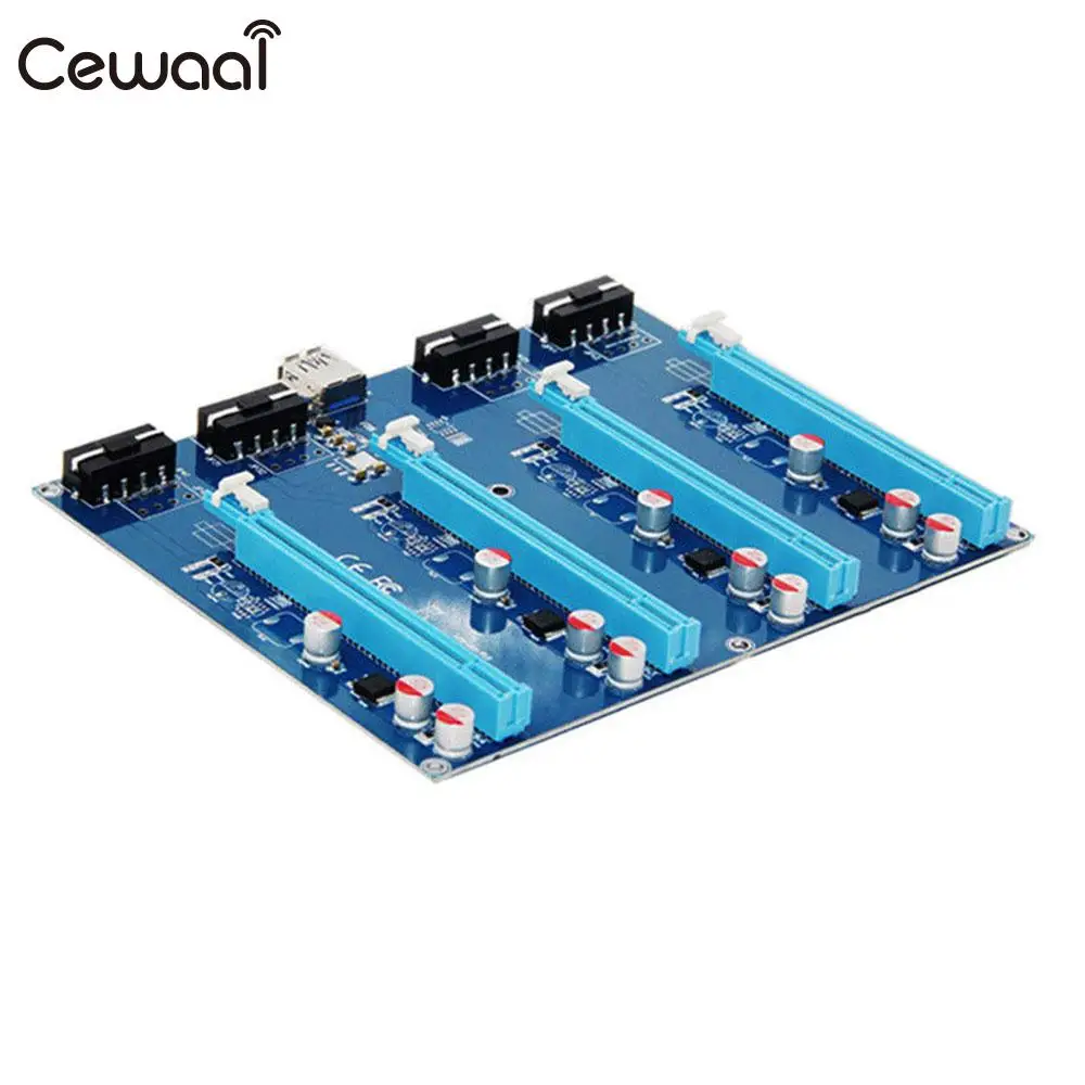 

Riser Card Adapter Card Expansion Card PCI-E 1X To 4 PCI-E 16X BTC LTC ETH High Speed Extension Cable 1 To 4