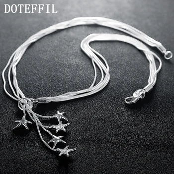 

DOTEFFIL 925 Sterling Silver Five Star 18 inches Snake Chain Necklace For Women Charm Wedding Engagement Party Fashion Jewelry