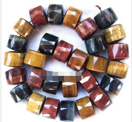 

FREE SHIPPING>>>@@ N712 18x12mm Multicolor Tiger Eye Faceted Beads 15''