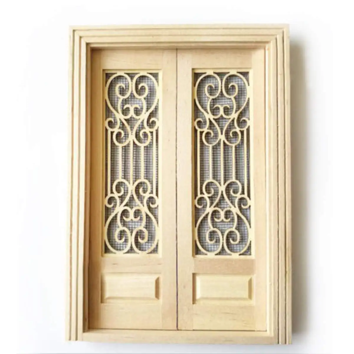 1 12 Scale Dollhouse Miniature Wood External Hollow Screen Double
