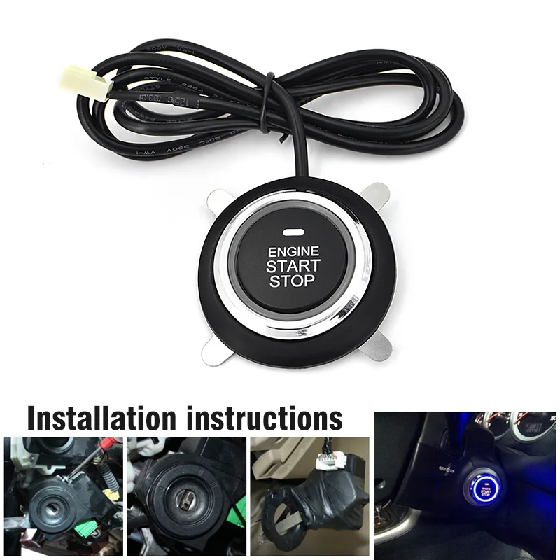 Auto Car Alarm One Start Stop Engine Start Push Button RFID Lock Ignition Switch Keyless Entry System Anti-theft System