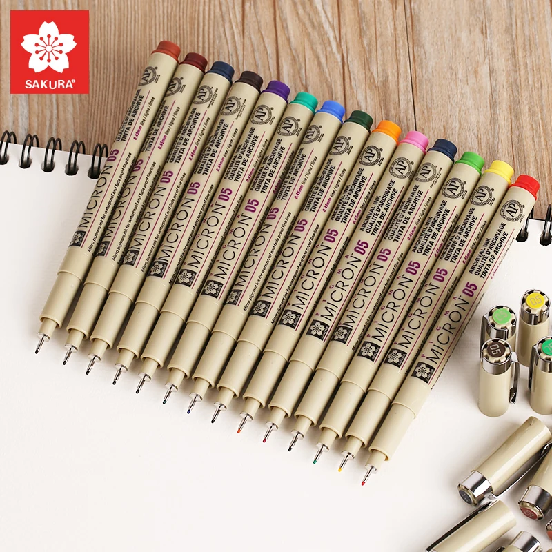 SAKURA 1 шт Микрон ручка многоцветный 0,25 мм 0,45 мм маркер акварельные маркеры вкладыши для рисования Dessin Sketch Rotulador 0105