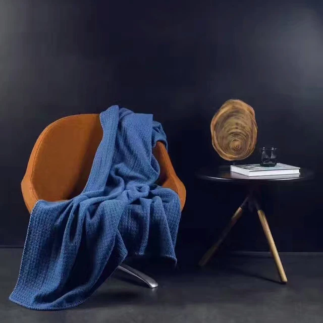 Best price at $105 Cheap ADREAM New 100% wool blanket, blue Knitted quilt, Sofa Bed Square woven blankets, Four seasons multipurpose quilts