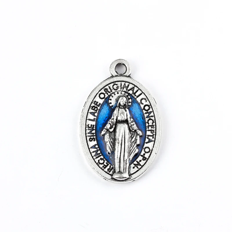 Крошечные синие античные серебряные католический религиозный подарки Девы Марии сакральное сердце чудесная медаль Святого медальоны для браслета