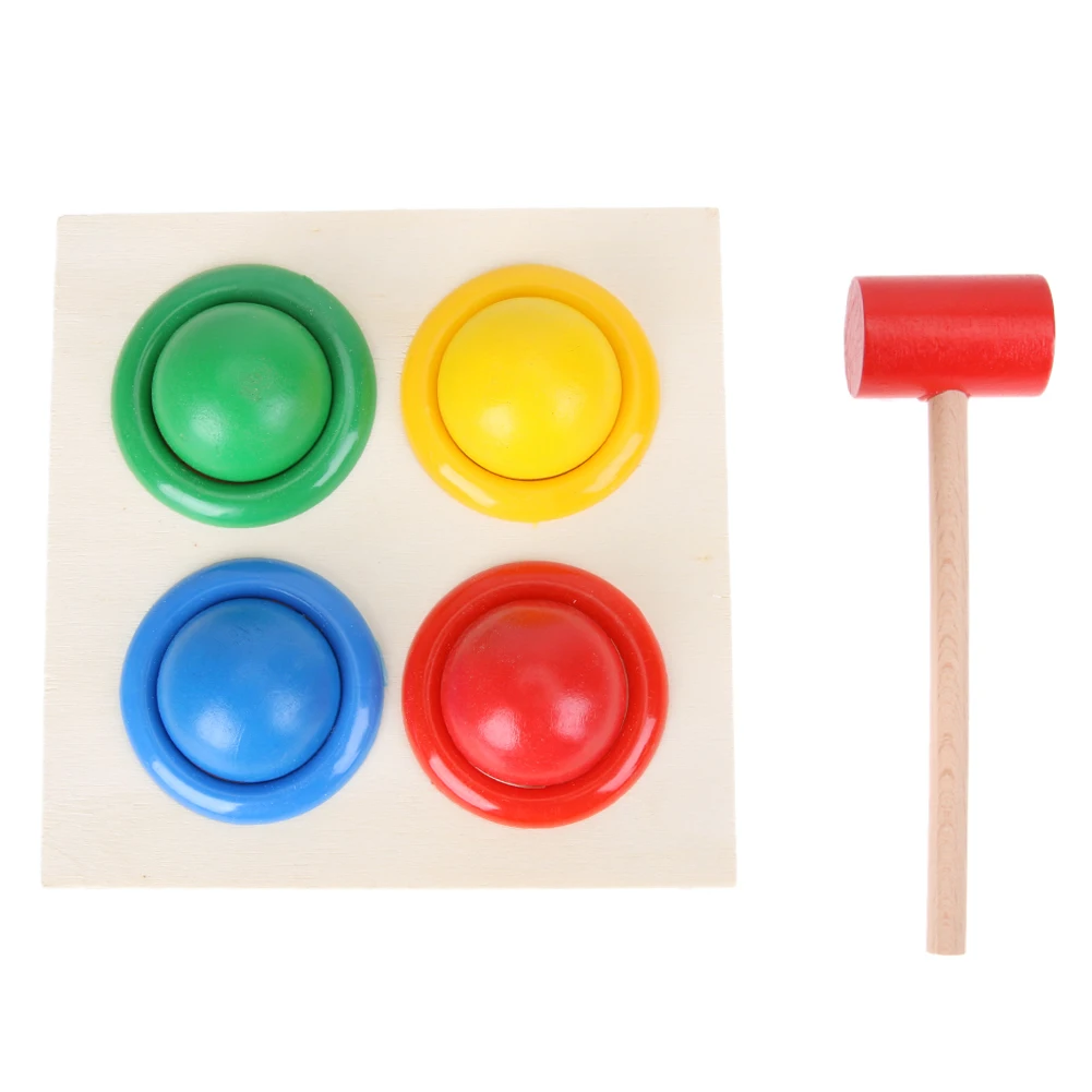 Large Kids Baby Hammering Wooden Ball Hammer Box Colorful Knock Geometric Blocks Kids Children Early Learning