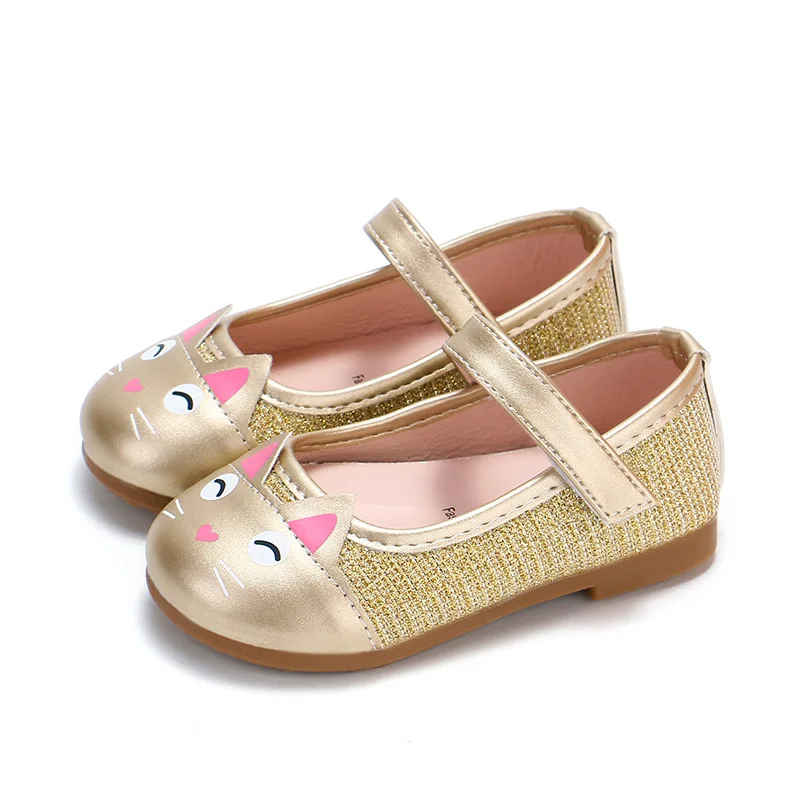 

Children Shoes Girls Shoes Princess Flat 2018 Autumn New Fashion Lovely Cat Toddler Girl Pu Leather Shoes Baby Shoes Gold Pink
